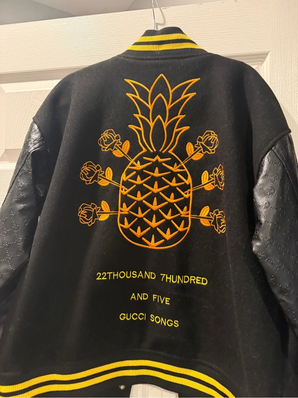 Gucci Black and Bright Yellow Letterman Jacket